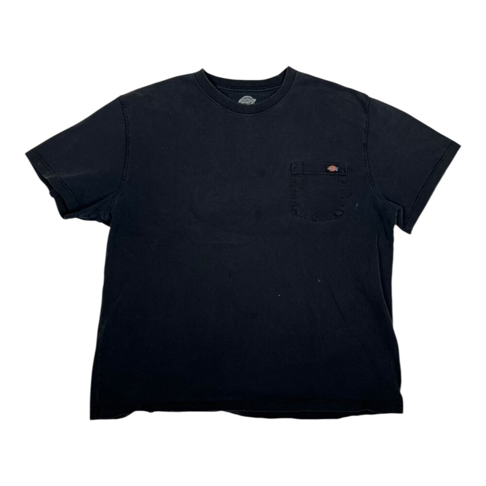 Vintage Dickies Black Pocket T-Shirt Size 2XL Blank Faded Stained Grunge